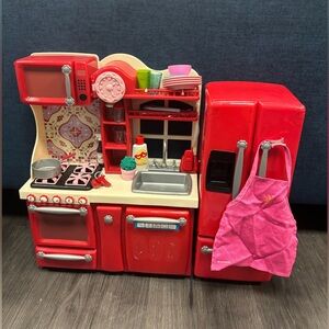 Red Doll Sized Toy Kitchen Set